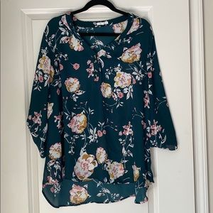 NWOT Maurices Green Floral Blouse